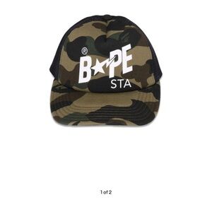 Bape 1st Camo Green Sta Mesh Cap with Bold Logo Authentic